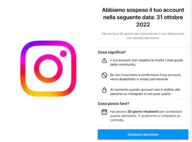 Instagram sospeso