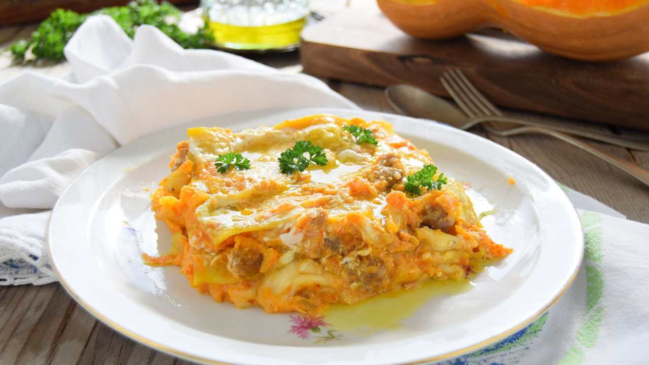 Lasagne zucca e salsiccia